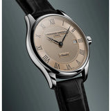 Frederique Constant Classics Quartz Date dettaglio quadrante crema Clous de Paris cassa acciaio lucido cinturino nero FC-220CR5B6