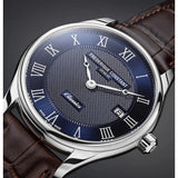 Frederique Constant Classics Quartz Date dettaglio quadrante blu Clous de Paris lancette pera e datario cassa acciaio FC-220N5B6