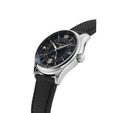 Frederique Constant Classics Runabout Automatic GMT vista laterale cassa acciaio lucido e corona con logo FC-350RN5B6
