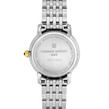 Frederique Constant Classics Slimline Ladies Moonphase fondello in acciaio inciso con chiusura deployante a pressione FC-206MPWD1S3B