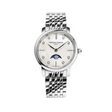 Frederique Constant Classics Slimline Ladies Moonphase quadrante madreperla bianco con diamanti, bracciale acciaio FC-206MPWD1S6B