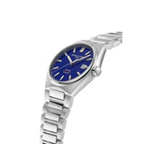 Frederique Constant Highlife Automatic Cosc vista laterale cassa acciaio sabbiato e quadrante blu con datario FC-303BLS3NH6B