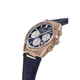 Frederique Constant Highlife Chronograph Automatic dettaglio corona e cassa oro rosa con cinturino pelle coccodrillo blu FC-391NS4NH4