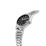 Frederique Constant Highlife Ladies Automatic vista laterale, corona e bracciale integrato in acciaio inossidabile FC-303BD2NH6B