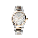 Frederique Constant Highlife Ladies Quartz quadrante madreperla bianco con diamanti, bracciale bicolore acciaio e oro rosa FC-240MPWD2NH22B
