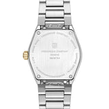Frederique Constant Highlife Ladies Quartz fondello in acciaio con incisioni e corona oro giallo, vista posteriore FC-240N2NH3B