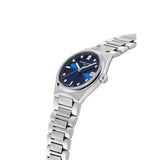 Frederique Constant Highlife Ladies Quartz vista laterale cassa acciaio, quadrante blu con indici diamante FC-240ND2NH26B