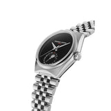 Frederique Constant Highlife Moonphase Date Manufacture vista laterale bracciale acciaio e corona con logo inciso FC-716ONB3NH6B