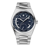 Frederique Constant Highlife Worldtimer Manufacture quadrante blu con motivo globo, bracciale acciaio FC-718N4NH6B