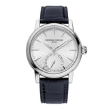 Frederique Constant Manufacture Classic Date quadrante argentato soleil con cinturino alligatore blu acciaio FC-706S3H6