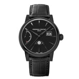 Frederique Constant Manufacture Classic Power Reserve Big Date quadrante nero laccato con fasi lunari e cinturino alligatore nero FC-735B3DH6