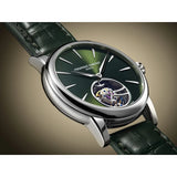 Frederique Constant Manufacture Classic Tourbillon dettaglio tourbillon a ore 6 quadrante verde sunburst cassa acciaio FC-980GR3H6