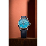 Frederique Constant Classic Perpetual Calendar Manufacture quadrante turchese con calendario perpetuo e cinturino blu navy FC-BOX-THE-ELEMENT-SET-2026