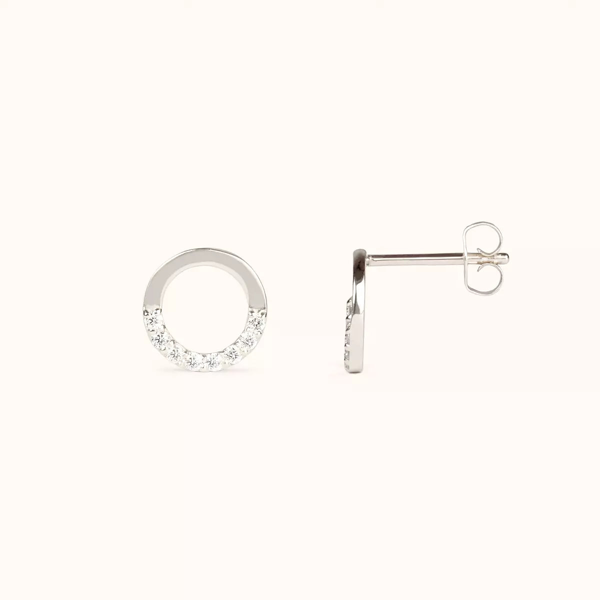 PHNIBIRD Orecchini A Cerchio In Oro A Forma Di C Con Zirconi – Argento 925 Placcato 18k, 32mm, Regalo Donna