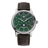 Frederique Constant Manufacture The Elements Collection orologio calendario perpetuo quadrante verde cinturino marrone FC-BOX-THE-ELEMENT-COLLECTION