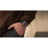 Frederique Constant Manufacture The Elements Collection orologio indossato quadrante nero cassa oro rosa cinturino pelle FC-BOX-THE-ELEMENT-COLLECTION