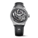 Maurice Lacroix 1975 Master Skeleton orologio scheletrato in acciaio con cinturino pelle nera e movimento a vista 758108-SS001-090-2