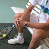 Orologio Maurice Lacroix Aikon Quartz Date 40mm Blu indossato tennis