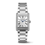Maurice Lacroix Fiaba Square orologio donna acciaio con diamanti, quadrante argento e numeri romani FA1205-SD502-110-1