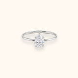 ALFYO Anello Solitario myO Oro Bianco Diamante Taglio Goccia vista frontale