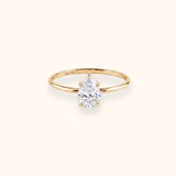 ALFYO Anello Solitario myO Oro Giallo Diamante Taglio Goccia vista frontale