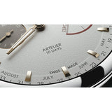 Oris Artelier Calibre 113 dettaglio texture quadrante granulato, scritta Swiss Made e indici dorati sfaccettati 01 113 7806 4051-07 5 22 96FC