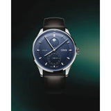 Oris Artelier Complication orologio quadrante blu con fasi lunari e cinturino pelle marrone scuro 01 782 7811 4055-07 6 20 17FC