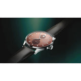 Oris Artelier Complication vista frontale quadrante marrone con secondo fuso orario e fasi lunari, cinturino pelle 01 782 7811 4056-07 6 20 17FC
