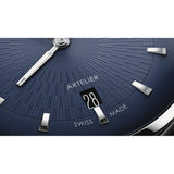 Oris Artelier Date dettaglio quadrante blu guilloché raggiante con datario e indici a bastoni applicati 01 733 7810 4055-07 6 20 17FC