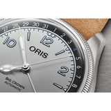 Oris Big Crown Lou Gehrig macro quadrante argentato con indici arabi blu, ghiera zigrinata e cinturino pelle 01 754 7785 4091-Set