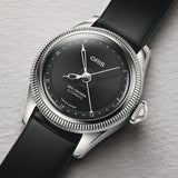 Oris Big Crown Pointer Date dettaglio quadrante nero con finitura soleil e lunetta scanalata cinturino pelle nero 01 534 7804 4054-07 5 14 01