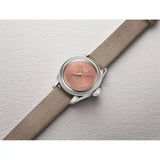 Oris Big Crown Pointer Date vista distesa quadrante rosa con lunetta scanalata e cinturino pelle beige 01 534 7804 4052-07 5 14 02