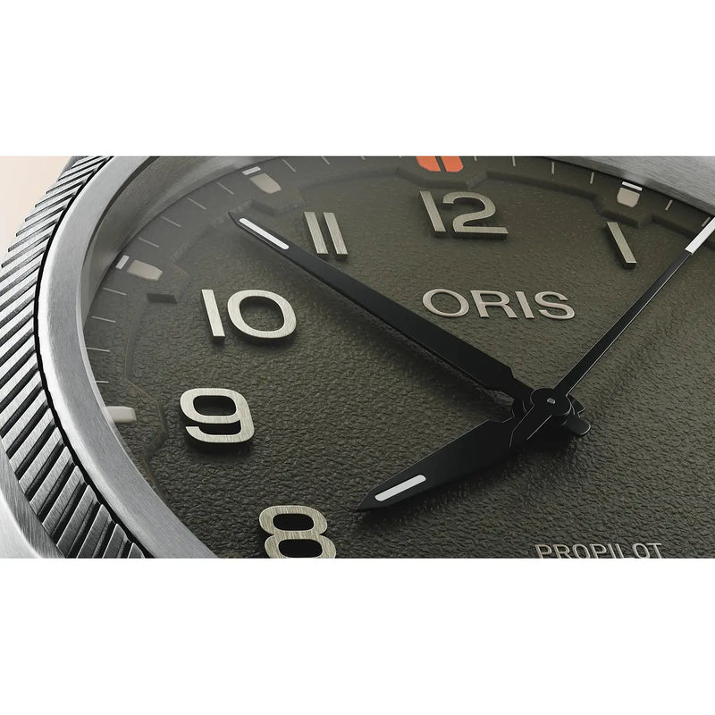 Orologio Oris Propilot Date Verde Muschio 41 mm dettaglio quadrante