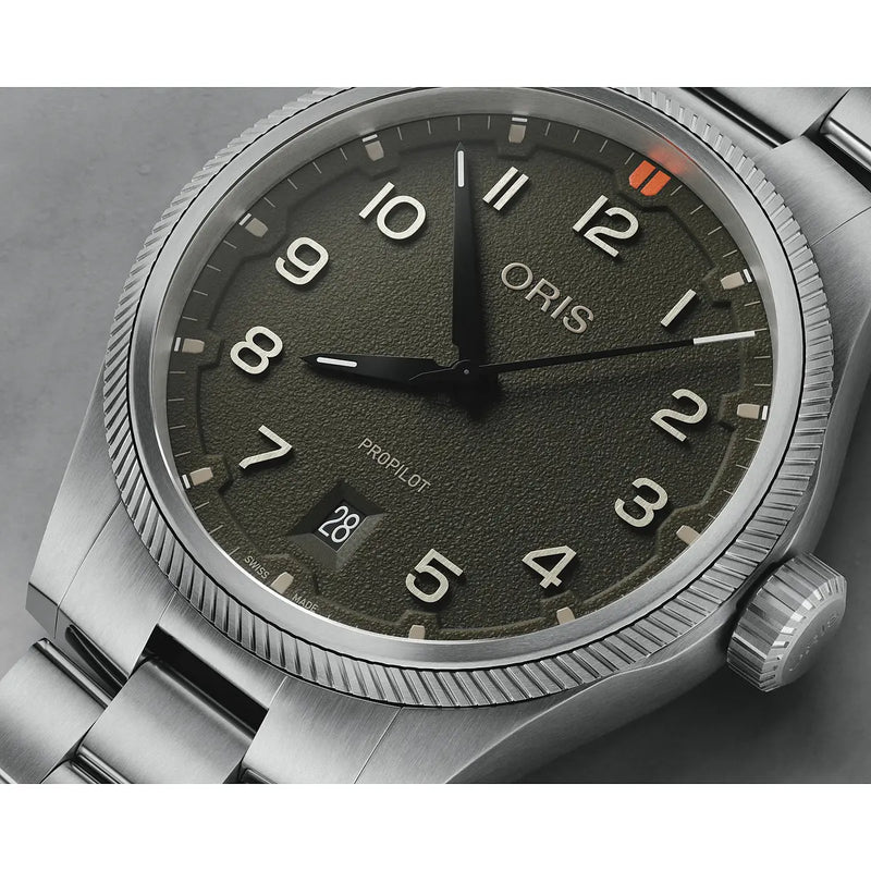 Oris Propilot Date Verde Muschio 41 mm 01 733 7805 4167-07 8 20 04LC dettaglio quadrante