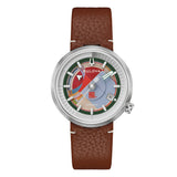 Bulova Orologio da Polso Frank Lloyd Wright fondello a vista movimento automatico cinturino pelle marrone 96B486