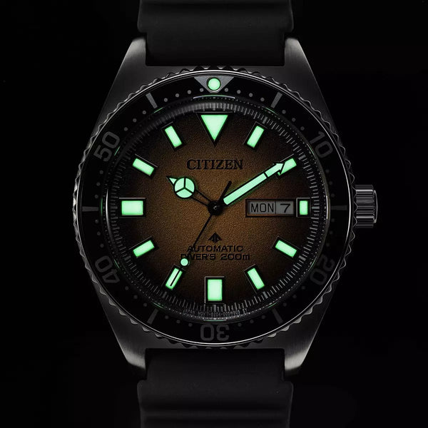 Orologio Citizen Diver Promaster Giallo NY0120-01X dettaglio luminova