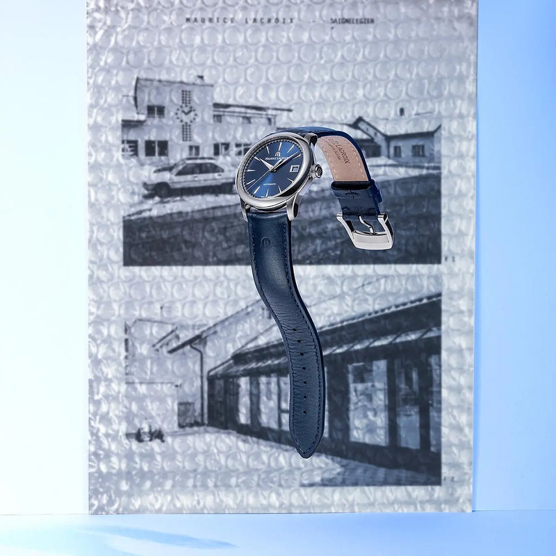 Orologio Maurice Lacroix 1975 Blu Automatic 36mm ambientato
