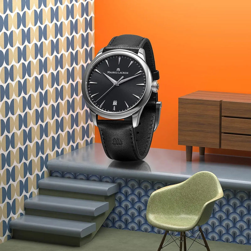 Orologio Maurice Lacroix 1975 Nero Quartz 39mm ambientato