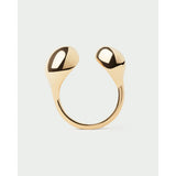 Pd Paola Anello Gravity in argento placcato oro 18k con design aperto e sfere lucide alle estremità AN01-D38-12