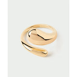 Pd Paola Anello Orbit argento placcato oro vista laterale dettaglio incisione logo e forma avvolgente AN01-D74-12