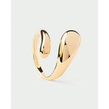 Pd Paola Anello Orbit in argento placcato oro 18k design aperto con terminali a goccia lucidi AN01-D74-12