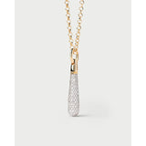 Pd Paola Ciondolo Drop Pavé dettaglio pendente su catena oro con zirconi bianchi brillanti CO01-785-U