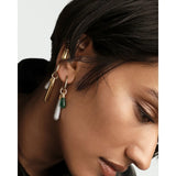 Pd Paola Ciondolo Drop Pavé indossato come orecchino con charm oro e pietra verde, vista laterale CO01-785-U