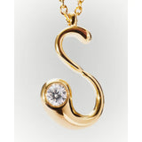 Pd Paola Collana Iniziale dettaglio ciondolo lettera S in oro con zircone bianco taglio brillante incastonato CO01-B92-U