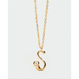 Pd Paola Collana Iniziale lettera S in argento placcato oro 18k con zircone bianco, catena a maglie sottili CO01-B92-U