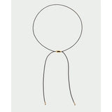 Pd Paola Collana Rodeo vista completa cordino nero con ciondolo oro e terminali dorati, design regolabile CO01-A40-U