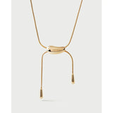 Pd Paola Collana Rodeo argento placcato oro 18k con ciondolo scorrevole e catena snake, design bolo tie CO01-B23-U