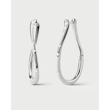 Pd Paola Orecchini Air a cerchio in argento rodiato con zirconi bianchi, design fluido e moderno AR02-F50-U