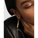 Pd Paola Jupiter mono orecchino oro indossato primo piano, pendente a goccia lucido PG01-087-U