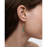 Pd Paola Jupiter Avventurina orecchino indossato, cerchio oro con pendente avventurina verde su modella PG01-089-U